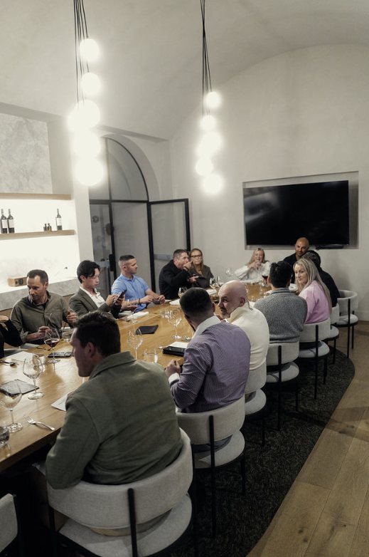Business dinner around a boardroom table